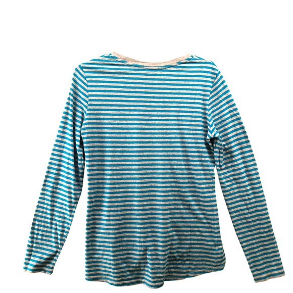 Lacoste Blue and Gray Striped Long Sleeve Tee - Picture 2 of 10
